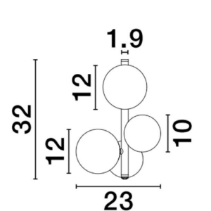 Alternative view of ZIDNA ZLATNA SVJETILJKA SA BIJELIM KUGLAMA 3XG9
