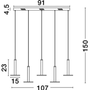 Alternative view of ZLATNA VISILICA PALENCIA NOVA LUCE 53W LED;1967lm;3000K