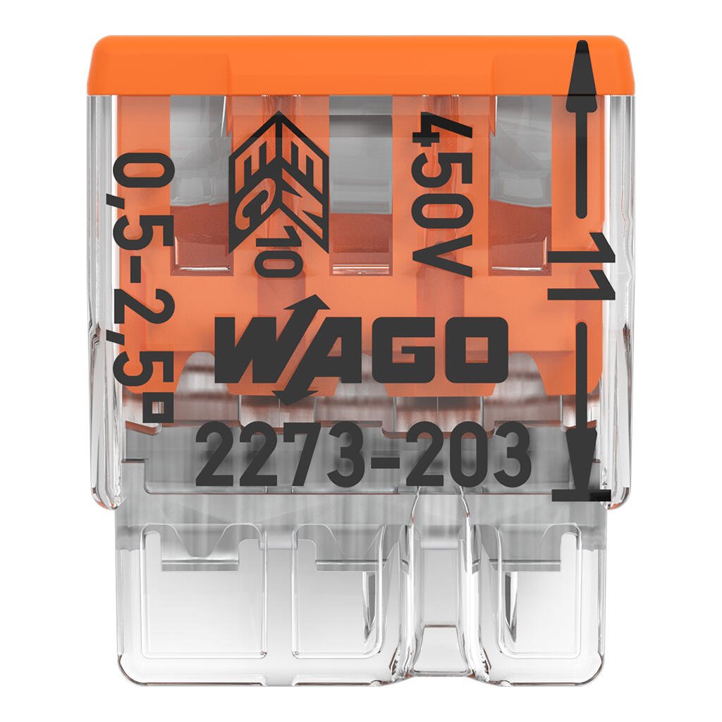WAGO 2273-203 | 3-polna Push-Wire stezaljka 0,5–2,5 mm² - Slika 3